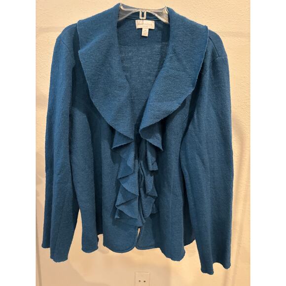 Charter Club Woman Wool Jacket Cardigan Plus Size 2X Teal - Picture 2 of 5